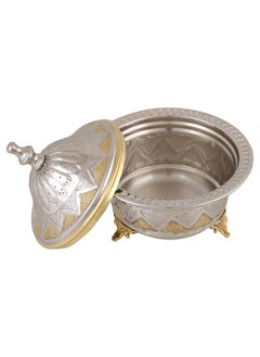 AL SANIDI Indian Copper dates storage, dates Storage, Silver, Size 16 Cm  - Image 4