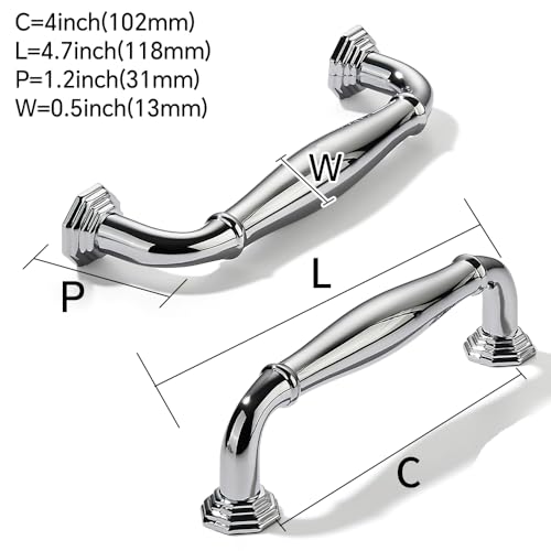 CABDM 10 Pack 4 Inch Hole Center Polished Chrome Heavy Duty Solid Cabinet pulls Ideal for Dressers Bathroom cabinets and Kitchens cabinets - Image 3