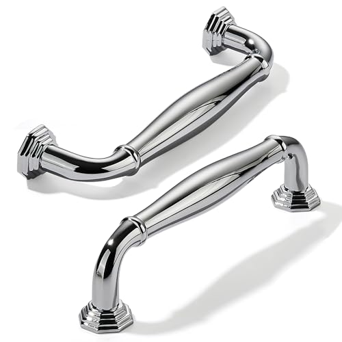 CABDM 10 Pack 4 Inch Hole Center Polished Chrome Heavy Duty Solid Cabinet pulls Ideal for Dressers Bathroom cabinets and Kitchens cabinets - Image 1