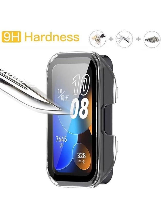 قضية 2 جهاز كمبيوتر شخصي مع حامي شاشة زجاجي مقلص متوافق مع Redmi Watch 5 نشط ، تغطية كاملة لحماية قضايا الكمبيوتر الشخصي الصلبة غطاء الوجه لـ Redmi Watch 5 نشط (شفاف وأسود) - Image 3