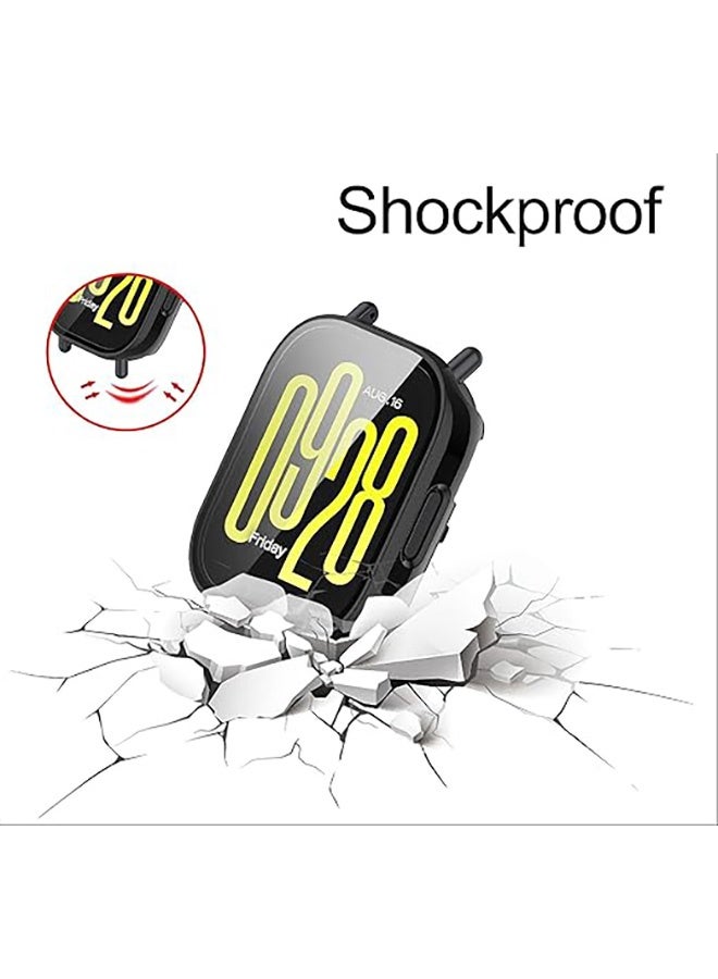 قضية 2 جهاز كمبيوتر شخصي مع حامي شاشة زجاجي مقلص متوافق مع Redmi Watch 5 نشط ، تغطية كاملة لحماية قضايا الكمبيوتر الشخصي الصلبة غطاء الوجه لـ Redmi Watch 5 نشط (شفاف وأسود) - Image 4