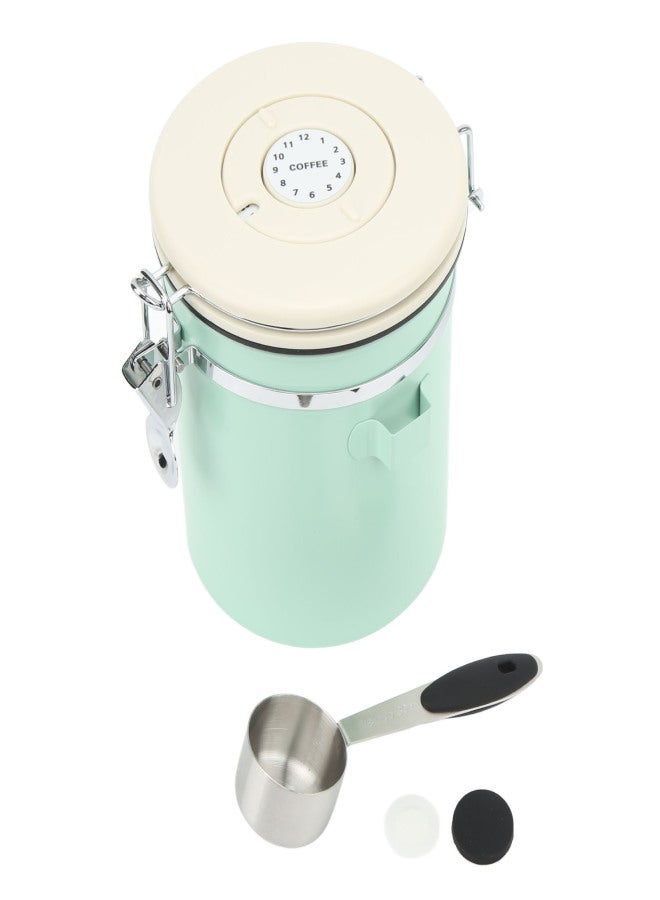 Coffee Canister Mint Green Food Grade Stainless Steel Airtight Coffee Container with Scoop Date Wheel for Tea Nuts 1.5L - Image 2
