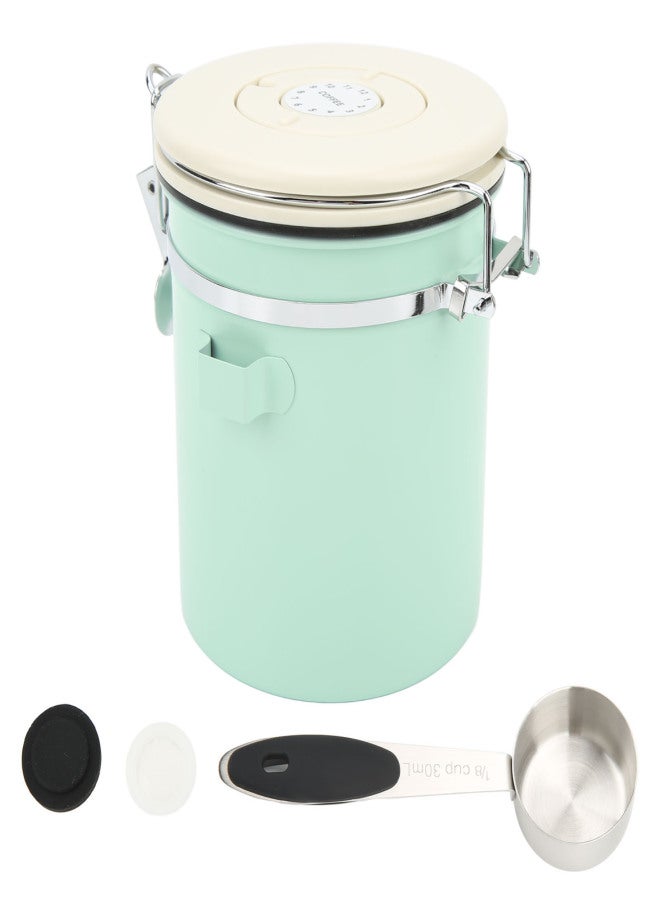 Coffee Canister Mint Green Food Grade Stainless Steel Airtight Coffee Container with Scoop Date Wheel for Tea Nuts 1.5L - Image 1