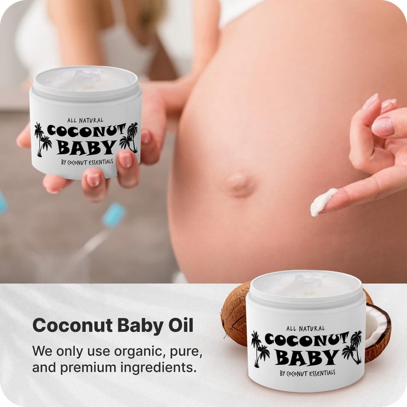 Coconut Essentials Coconut Baby Oil - Natural & Organic Moisturizer, Hair Oil for Cradle Cap Treatment, Newborn Sensitive Skin, Eczema & Psoriasis Relief, Unscented, Sunflower & GrapeSeed Oil 4 floz | Coconut Essentials - Image 4