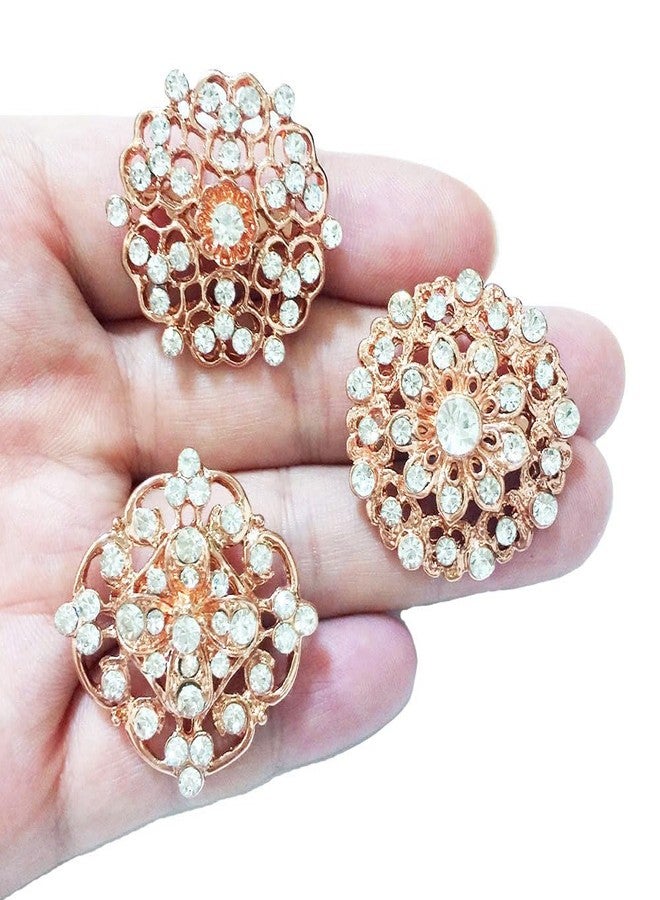 Ezing 12pcs Gold Plated Crystal Brooch for Wedding Bouquet (L) - Image 2