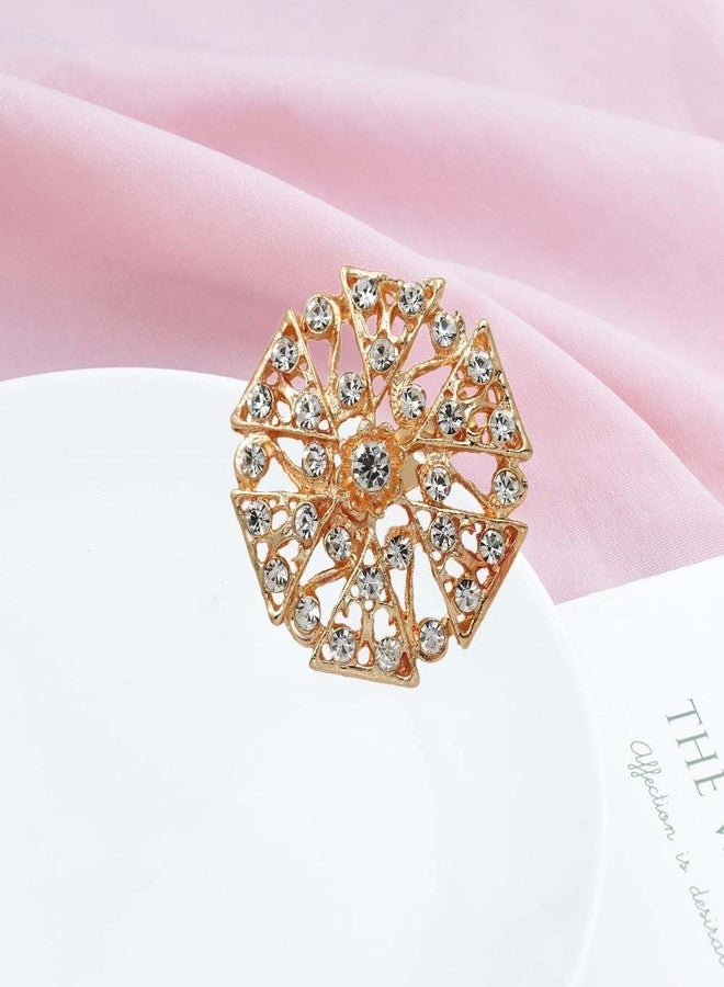 Ezing 12pcs Gold Plated Crystal Brooch for Wedding Bouquet (L) - Image 4