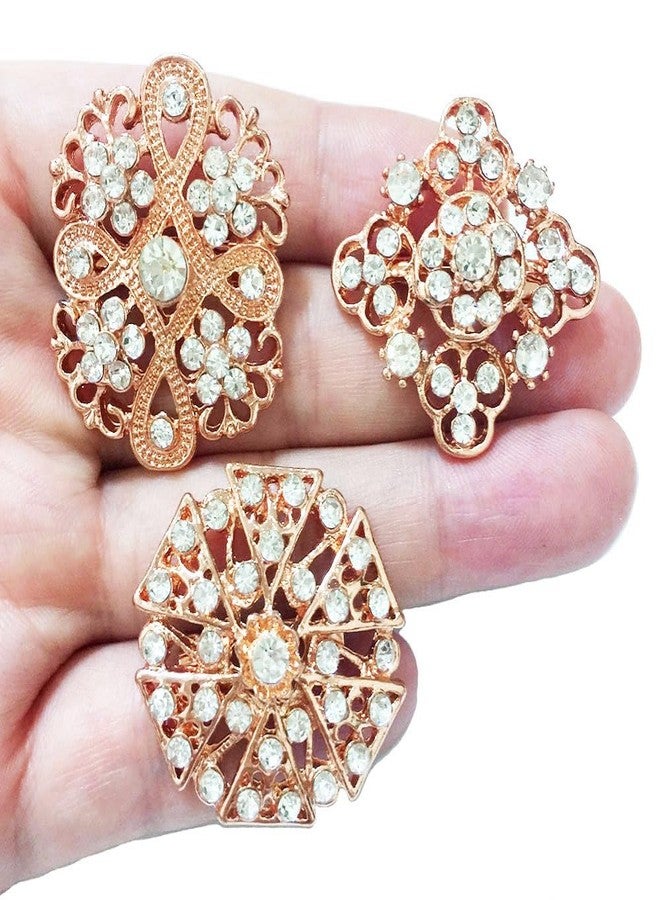 Ezing 12pcs Gold Plated Crystal Brooch for Wedding Bouquet (L) - Image 3
