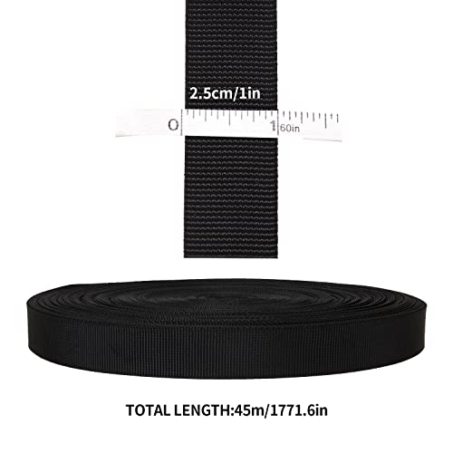 ZOEYES 1 Inch Heavy Duty Nylon Webbing 50 Yards Black Nylon Strapping Flat Webbing Strap, Great for Dog Leash, Collars, Seat Belt, Backpack, Outdoor DIY Gear Repair, Crafts - Image 2