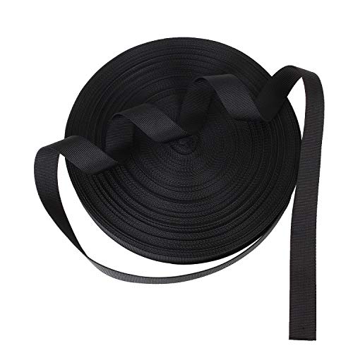 ZOEYES 1 Inch Heavy Duty Nylon Webbing 50 Yards Black Nylon Strapping Flat Webbing Strap, Great for Dog Leash, Collars, Seat Belt, Backpack, Outdoor DIY Gear Repair, Crafts - Image 1