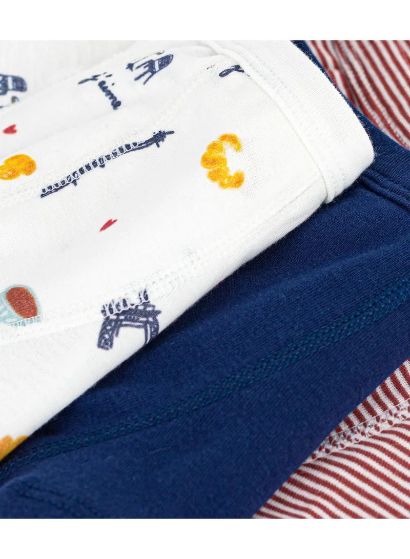 Petit Bateau Pack of children's Paris-print cotton boxers with covered waistbands