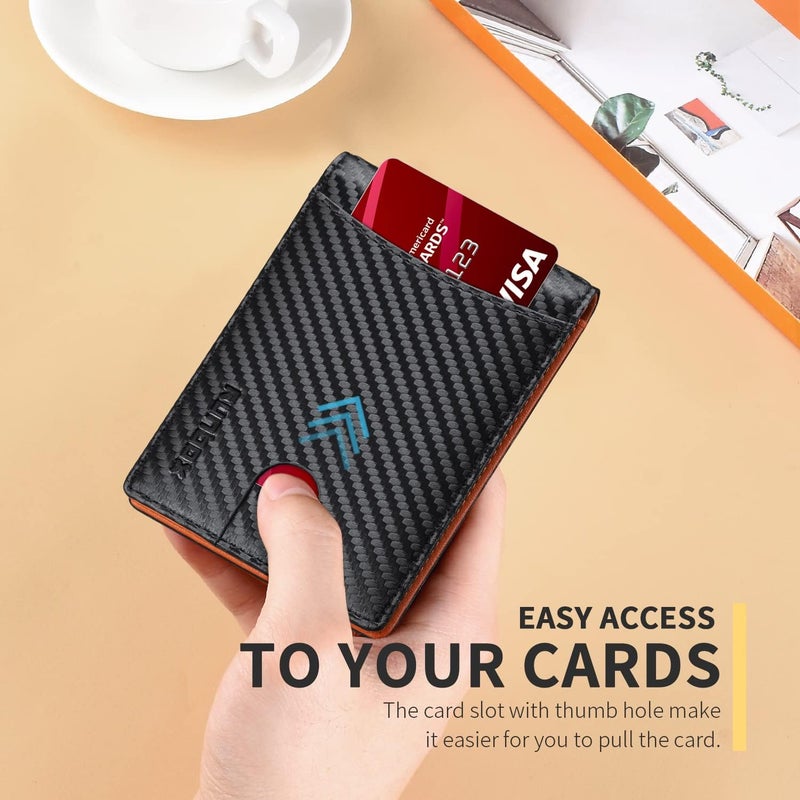 RUNBOX Slim Money Clip Wallets for Men RFID Blocking 11 Card Holder Minimalist Small Leather Bifold Men's Front Pocket Wallet Gift Box - Image 4