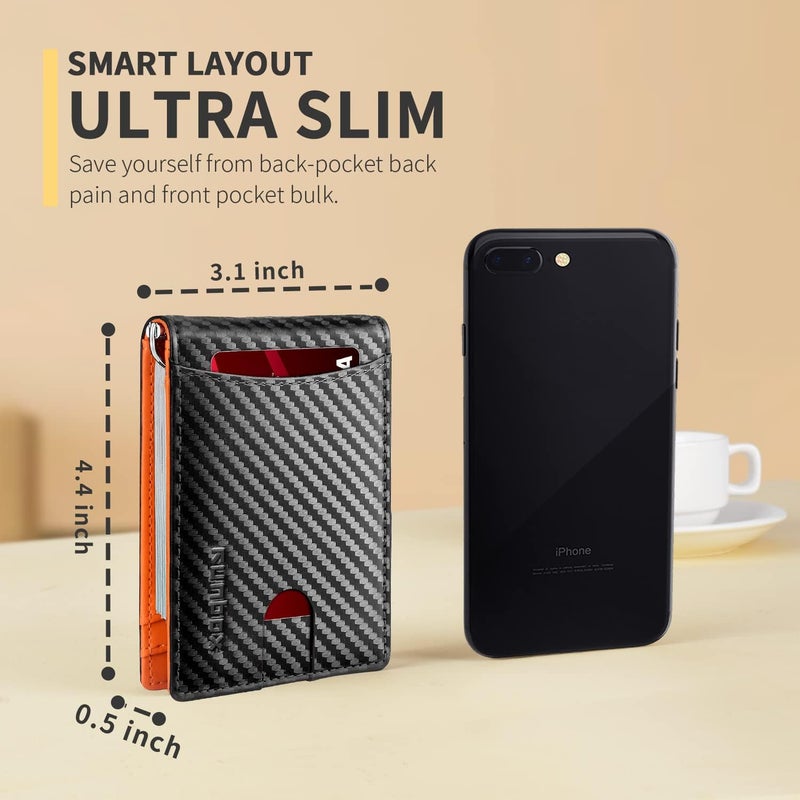 RUNBOX Slim Money Clip Wallets for Men RFID Blocking 11 Card Holder Minimalist Small Leather Bifold Men's Front Pocket Wallet Gift Box - Image 3