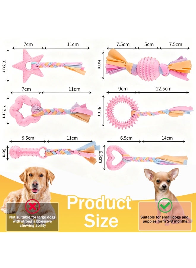 Laoybho Dog Chewing Toys 6 Pack,Puppy Clean Teeth for Small to Medium Dogs, Interactive Training Toys Dog Gift Set Durable Natural Rubber Cotton Rope Balls for Oral Health Protection - Image 2