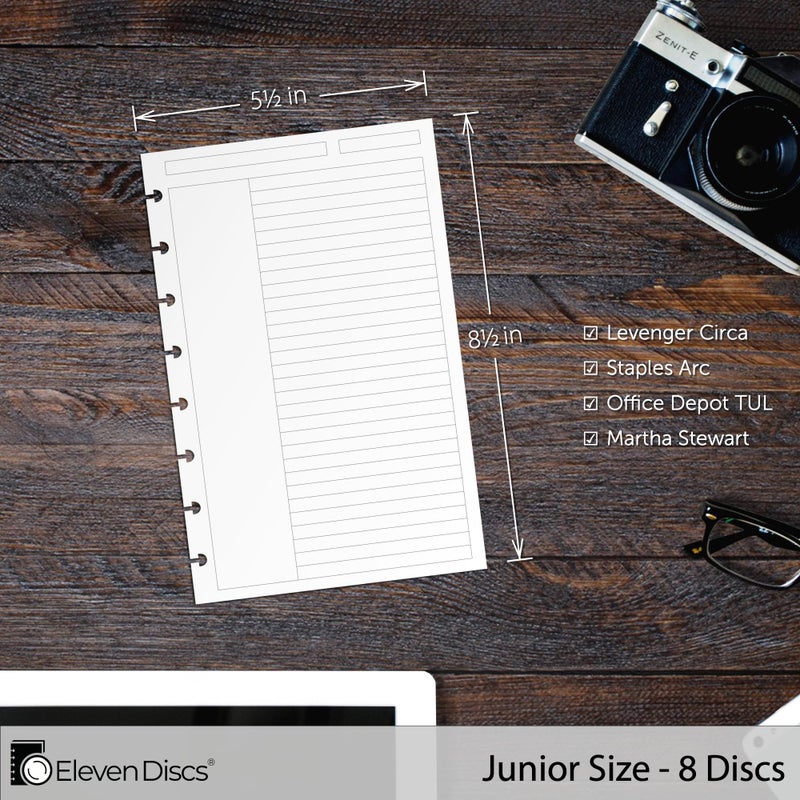 Eleven Discs Discbound Paper, Junior Size Margin Ruled Sheets - Premium 120gsm Heavyweight Notebook & Planner Refills - 8 Discs, 5.5 x 8.5 in - Punched for Circa, Arc, TUL (50 Sheets) - Image 4