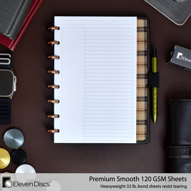 Eleven Discs Discbound Paper, Junior Size Margin Ruled Sheets - Premium 120gsm Heavyweight Notebook & Planner Refills - 8 Discs, 5.5 x 8.5 in - Punched for Circa, Arc, TUL (50 Sheets) - Image 2