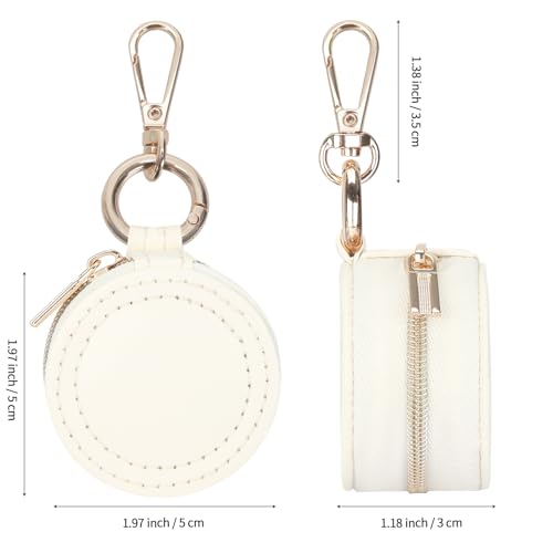 KUKUVR Jewelry Ring Holder Box with Keychain, Portable Gym Jewelry Storage Box Case, Small Travel Ring Earring Stud Necklace Storage Case (White) - Image 2