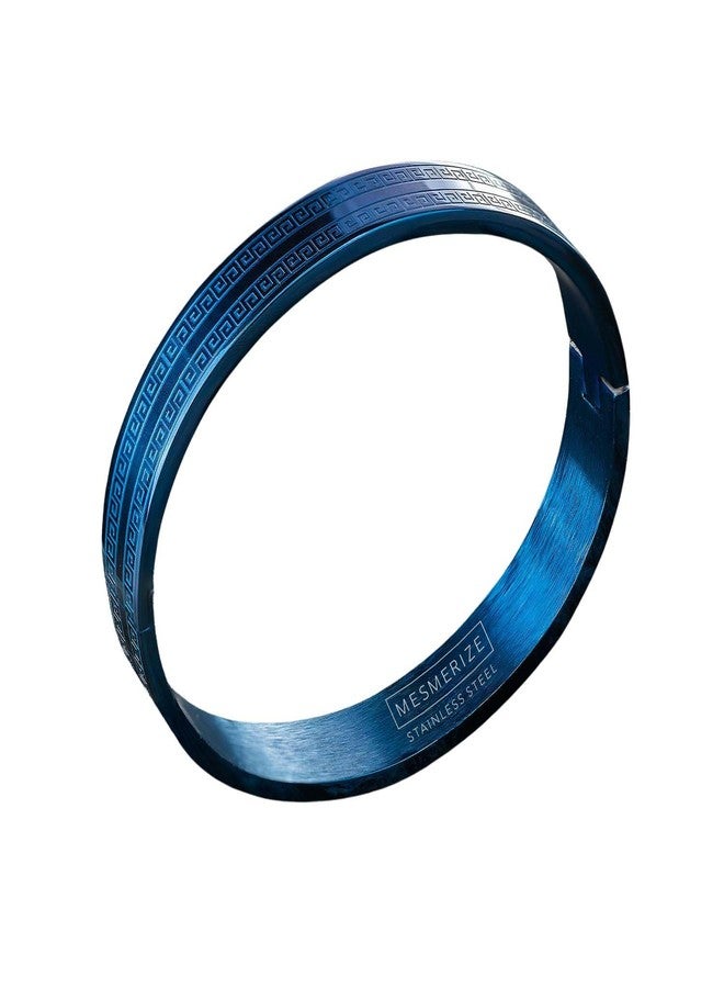 Mesmerize Atticus Stainless Steel Kada Bracelet for Men – Durable, Anti-Tarnish, Water & Sweat Resistant, Hypoallergenic, Stylish & Comfortable Fit – Premium Gift Box Included (Navy Blue, M) - Image 1