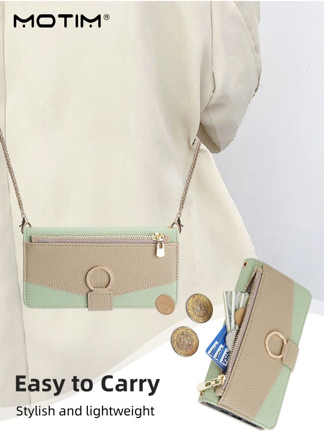 Motim iPhone 15 Pro Max Wallet Phone Case with Card Holder and Lanyard Strap, Leather Crossbody Satchel with Wallet Purse Protective Case with Kickstand, Make Up Mirror Cover Phone Case  - Image 4