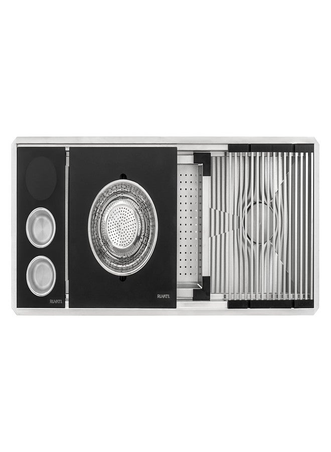 Ruvati 3 Bowl Serving Board Black Composite Condiment Tray for Workstation Sinks (complete set) - RVA1377BWC - Image 5