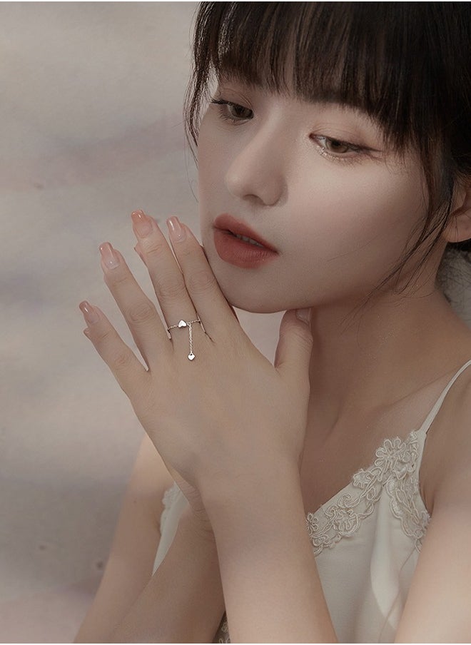 HS - Stylish Silver Stainless Steel Ring For Women One Size - Image 1
