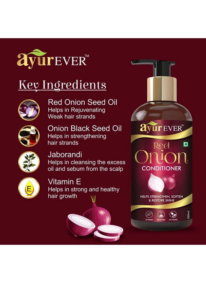 AYUREVER - Red Onion Oil (200 Ml) + Onion Shampoo (300Ml) + Onion Conditioner (300 Ml) - Image 1