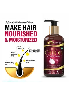 AYUREVER Red Onion Oil (200 Ml) + Onion Shampoo (300Ml) + Onion Conditioner (300 Ml)  - Image 2