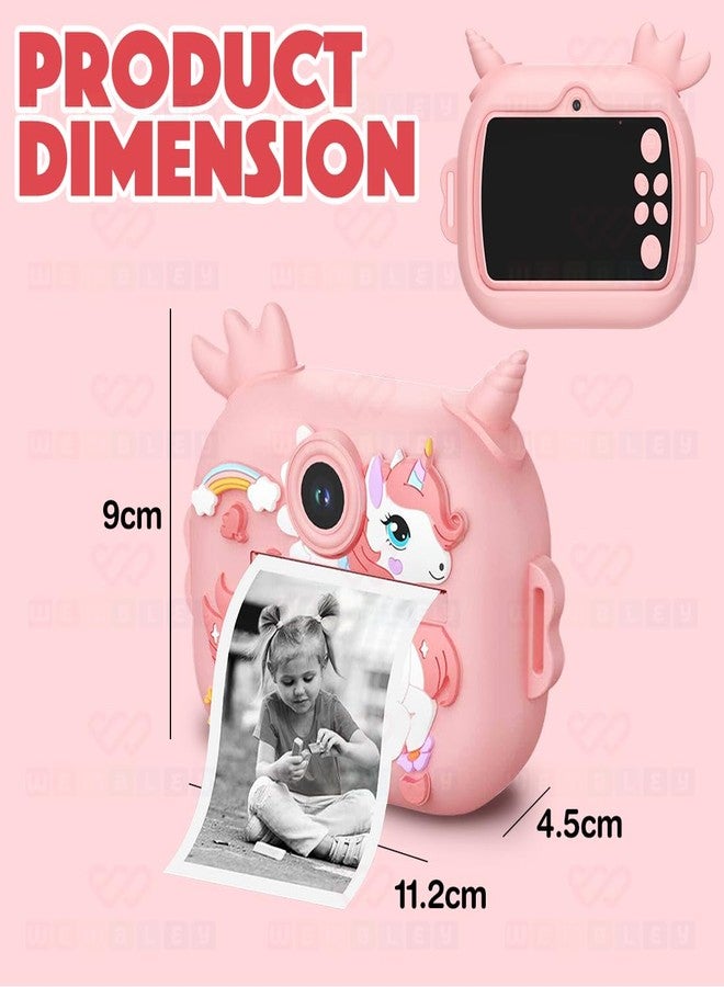 Wembley 8MP Digital Camera for Kids with Print | Instant Printing, Unicorn Design, Video Recorder, 4GB SD Card, Print Paper Rolls, Shoulder Strap for Kids 3-10 Years - Image 3