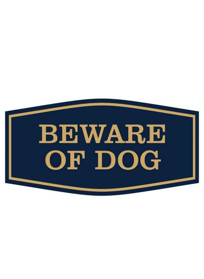 All Quality Fancy Beware Of Dog Wall Or Door Sign Laserengraved Lettering ; Durable Abs Plastic ; Vibrant Colors ; Elegant Fancy Shape (Blue Gold) Large  - Image 2