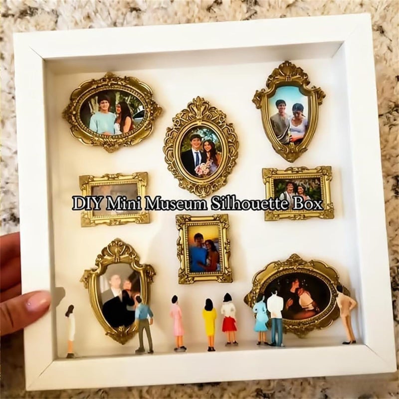 إطار صندوق الظل للمتحف المصغر المخصص مع التماثيل باللون الأبيض - Image 3