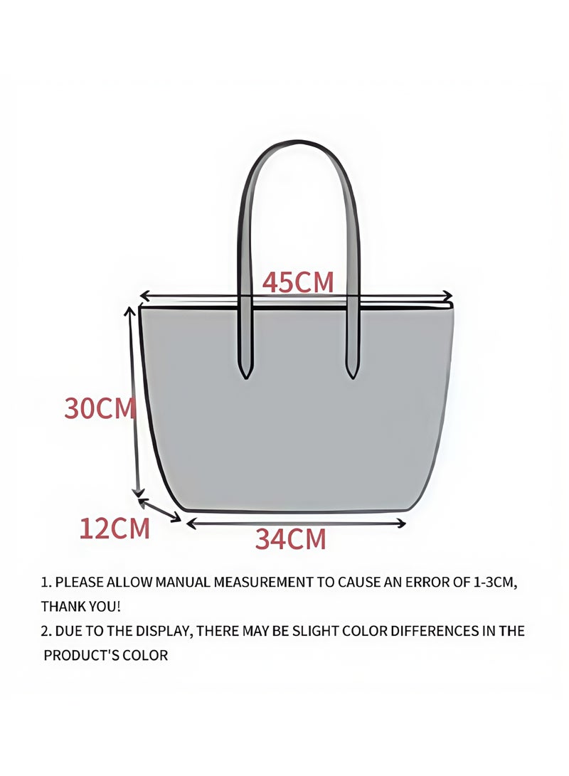 لاكوست نسائي L12.12 مفهوم موضة متعدد الاستخدامات سعة كبيرة سحاب حقيبة يد حقيبة يد حقيبة كتف كبير وردي فاتح - Image 4