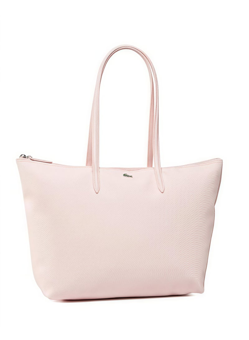 لاكوست نسائي L12.12 مفهوم موضة متعدد الاستخدامات سعة كبيرة سحاب حقيبة يد حقيبة يد حقيبة كتف كبير وردي فاتح - Image 1