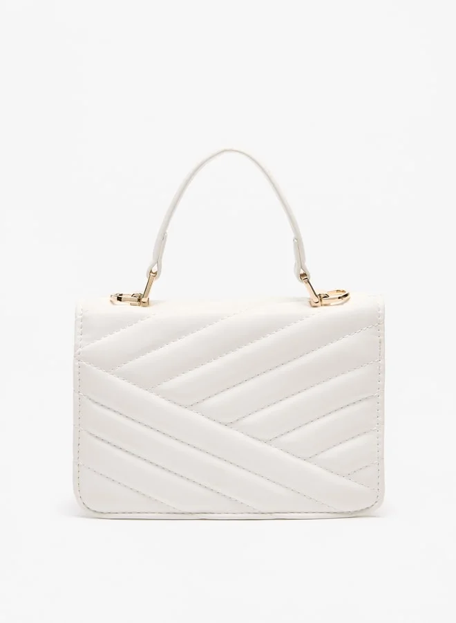 Flora Bella By Shoexpress Quilted Satchel Bag with Grab Handle and Chain Strap