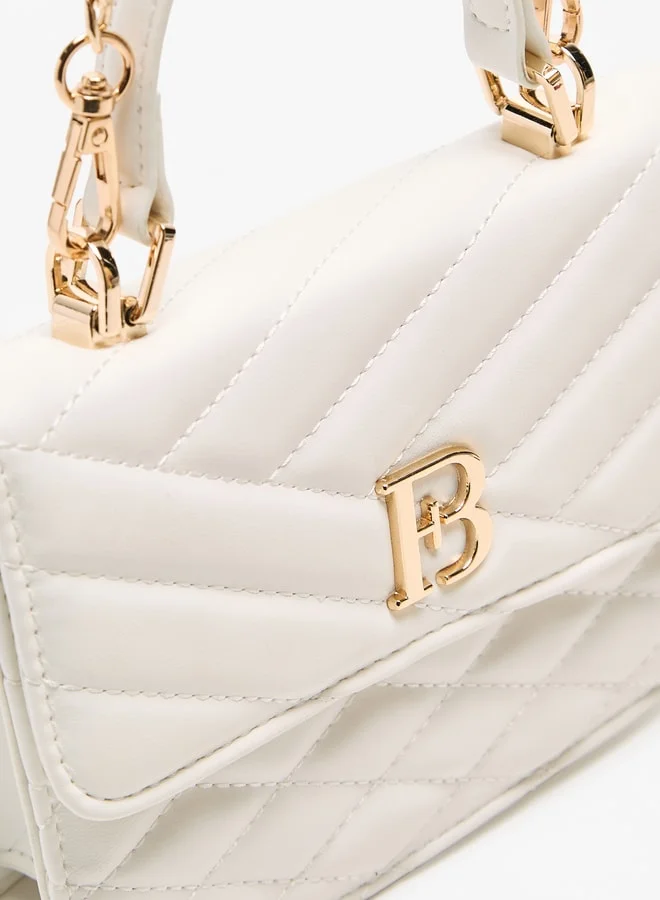 Flora Bella By Shoexpress Quilted Satchel Bag with Grab Handle and Chain Strap