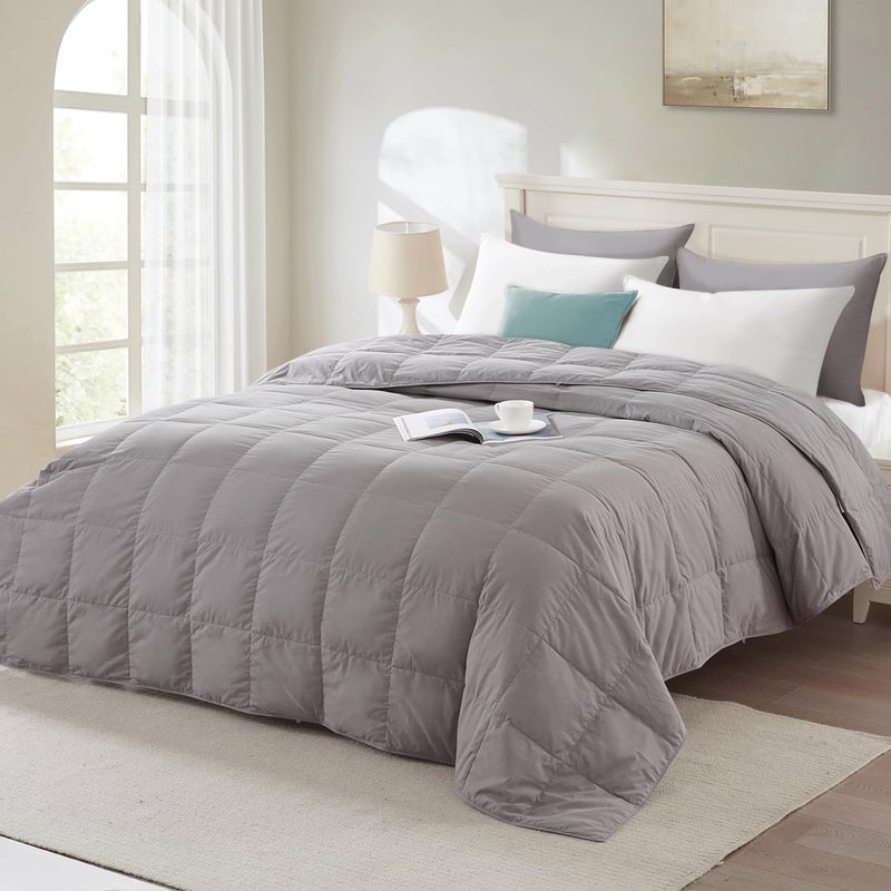 Globon Summer Down Blanket King Size, Extra Lightweight Comforter/Duvet Insert for Hot Sleepers, Noiseless & Extra Soft,12 Ounce Fill Weight, Grey - Image 2