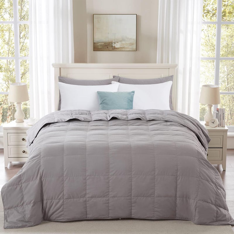 Globon Summer Down Blanket King Size, Extra Lightweight Comforter/Duvet Insert for Hot Sleepers, Noiseless & Extra Soft,12 Ounce Fill Weight, Grey - Image 1