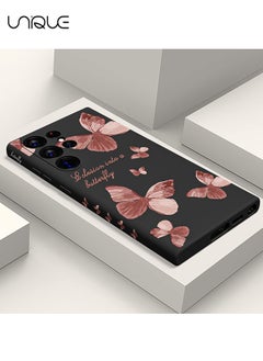 Unique For Samsung Galaxy S24 Ultra Cas, for Galaxy S24 Ultra Case Flowers Butterfly Anti Slip Shockproof Flexibility Soft Silicone Protector Phone for Samsung Galaxy S24 Ultra Case-Black  - Image 1