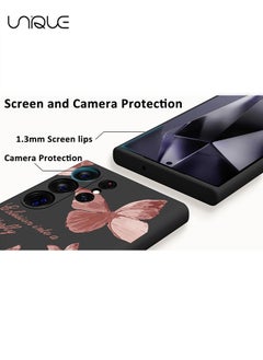 Unique For Samsung Galaxy S24 Ultra Cas, for Galaxy S24 Ultra Case Flowers Butterfly Anti Slip Shockproof Flexibility Soft Silicone Protector Phone for Samsung Galaxy S24 Ultra Case-Black  - Image 3