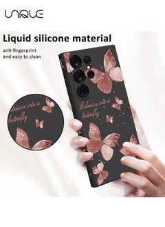 Unique For Samsung Galaxy S24 Ultra Cas, for Galaxy S24 Ultra Case Flowers Butterfly Anti Slip Shockproof Flexibility Soft Silicone Protector Phone for Samsung Galaxy S24 Ultra Case-Black  - Image 4