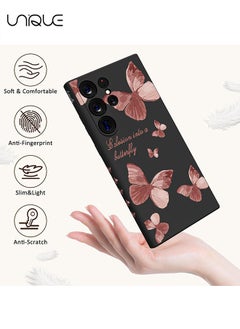 Unique For Samsung Galaxy S24 Ultra Cas, for Galaxy S24 Ultra Case Flowers Butterfly Anti Slip Shockproof Flexibility Soft Silicone Protector Phone for Samsung Galaxy S24 Ultra Case-Black  - Image 5
