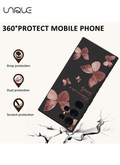 Unique For Samsung Galaxy S24 Ultra Cas, for Galaxy S24 Ultra Case Flowers Butterfly Anti Slip Shockproof Flexibility Soft Silicone Protector Phone for Samsung Galaxy S24 Ultra Case-Black  - Image 2