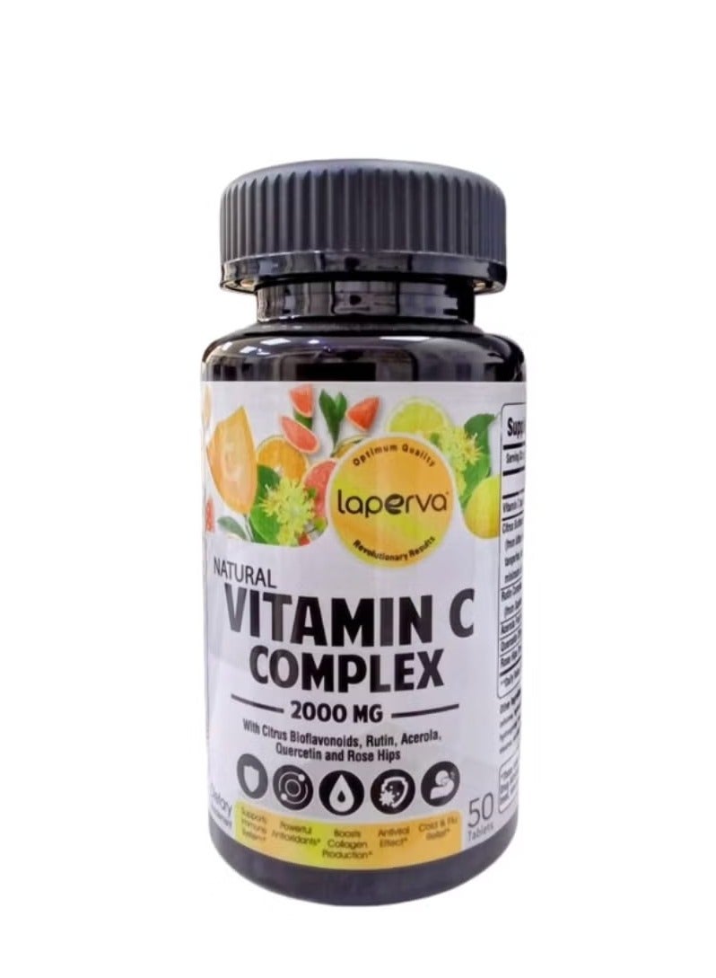 Laperva Vitamin C Complex 2000 Mg -Prevent cold and flu - Immunity Antioxidant & Skincare Booster - 50 Tablets - Image 1