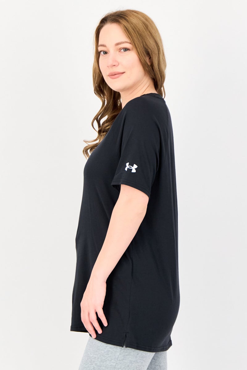 UNDER ARMOUR Women Loose Fit Short Sleeves Training T-shirt, Charcoal - Image 2