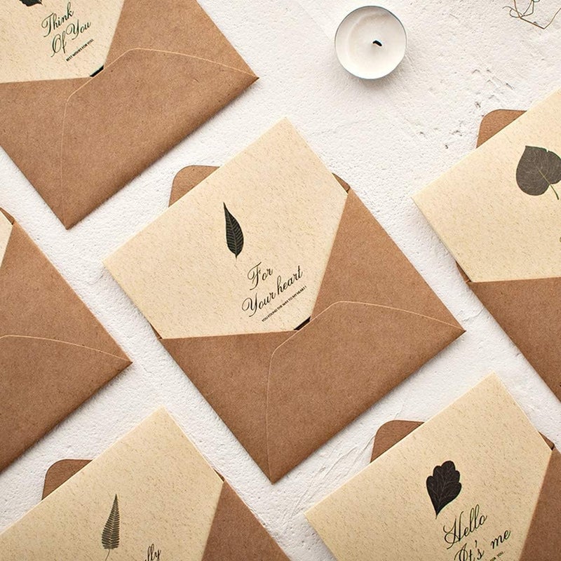 KASTWAVE Greeting Card, Vintage Envelope Greeting Card, Kraft Paper Greeting Card, Envelope Greeting Cards With Sealing Stickers, Diy Retro Kraft Paper, Customized Greeting Cards (12Pcs) - Image 3