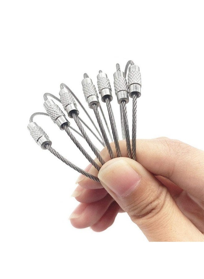 Kidultz Wire Rope Key Ring Cables Stainless Steel Pendant Circle Edc Tool Key Holder Loops For Outdoor, Hiking, Hanging Luggage Heavy Duty Tags, Keys And Id Tag Keepers (20, Silver) - Image 1