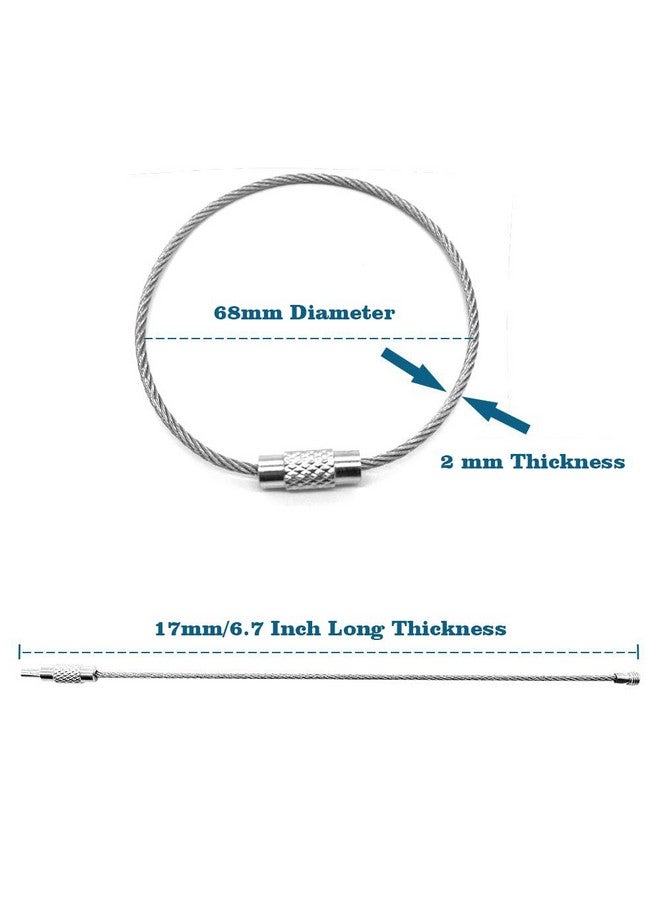 Kidultz Wire Rope Key Ring Cables Stainless Steel Pendant Circle Edc Tool Key Holder Loops For Outdoor, Hiking, Hanging Luggage Heavy Duty Tags, Keys And Id Tag Keepers (20, Silver) - Image 3