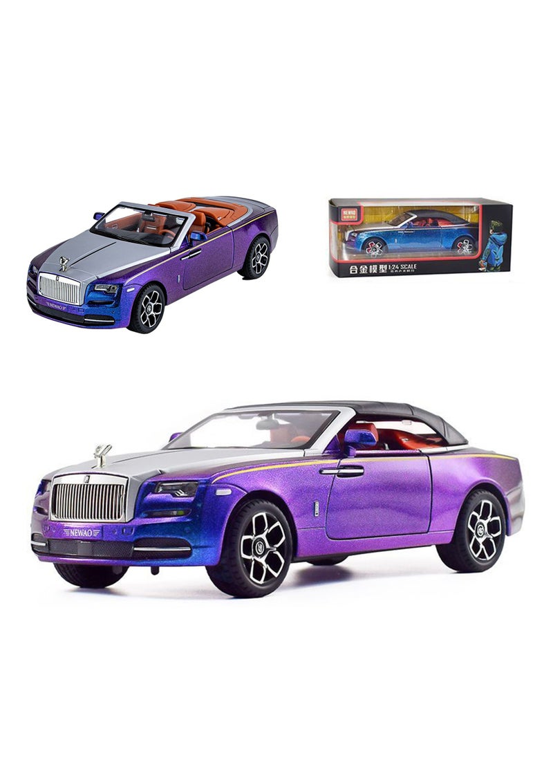 Swift 1:24 Rolls Royce Convertible Super Sports Diecast Car Model Phantom Toy Car Alloy Collectible Phantom Pull Back Model Car Vehicles with Removeable Roof, Sound Light for Kids Birthday Gift Multicolour  - Image 1