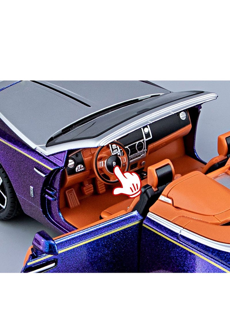 Swift 1:24 Rolls Royce Convertible Super Sports Diecast Car Model Phantom Toy Car Alloy Collectible Phantom Pull Back Model Car Vehicles with Removeable Roof, Sound Light for Kids Birthday Gift Multicolour  - Image 5