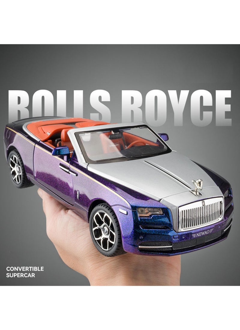 Swift 1:24 Rolls Royce Convertible Super Sports Diecast Car Model Phantom Toy Car Alloy Collectible Phantom Pull Back Model Car Vehicles with Removeable Roof, Sound Light for Kids Birthday Gift Multicolour  - Image 3