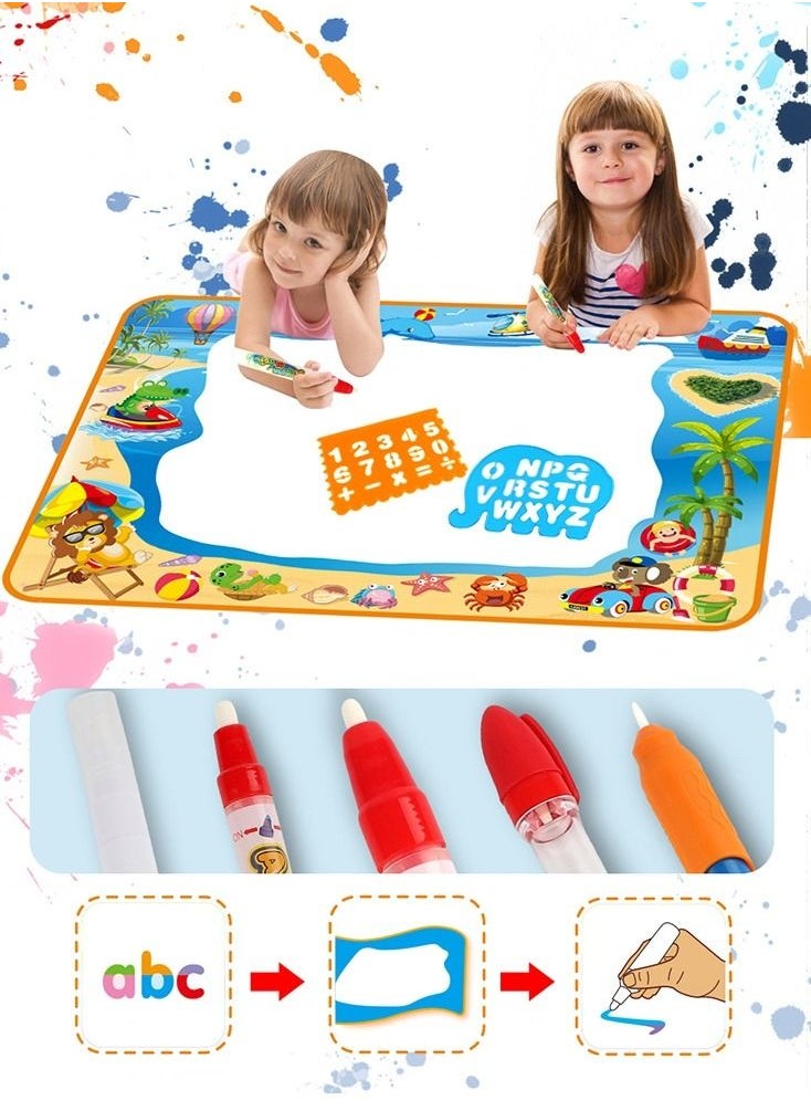 Soofam 25-Piece Large Magic Water Drawing Mat Water Doodle Mat Set Color Doodle Drawing Mat With Pens Educational Toys for Girls Boys Toddler Gifts  - Image 3