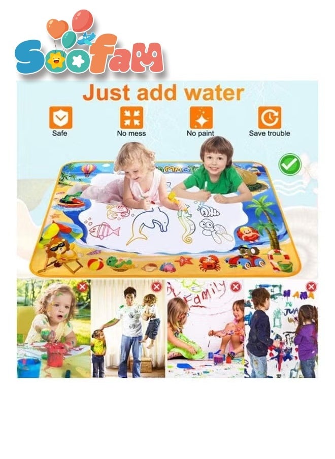 Soofam 25-Piece Large Magic Water Drawing Mat Water Doodle Mat Set Color Doodle Drawing Mat With Pens Educational Toys for Girls Boys Toddler Gifts  - Image 4